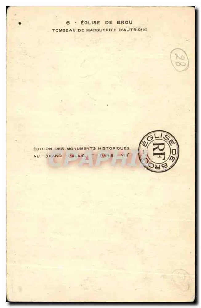 Grab von Marguerite d'Autrèche — Kirche von Brou — Edition historischer Denkmäler - Rückseite