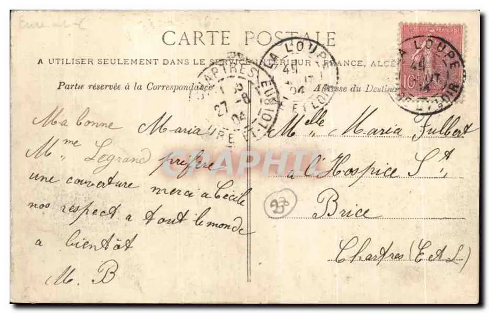 Normandie — Die Kirche von La Loupe — Verlag A. Loupe, Seriennummer 'La C.P.A.' - Rückseite