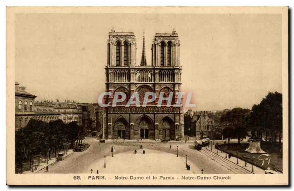 Paris - Notre-Dame e o Parvis - Igreja de Notre-Dame — editor anônimo, número de série 66 - Frente