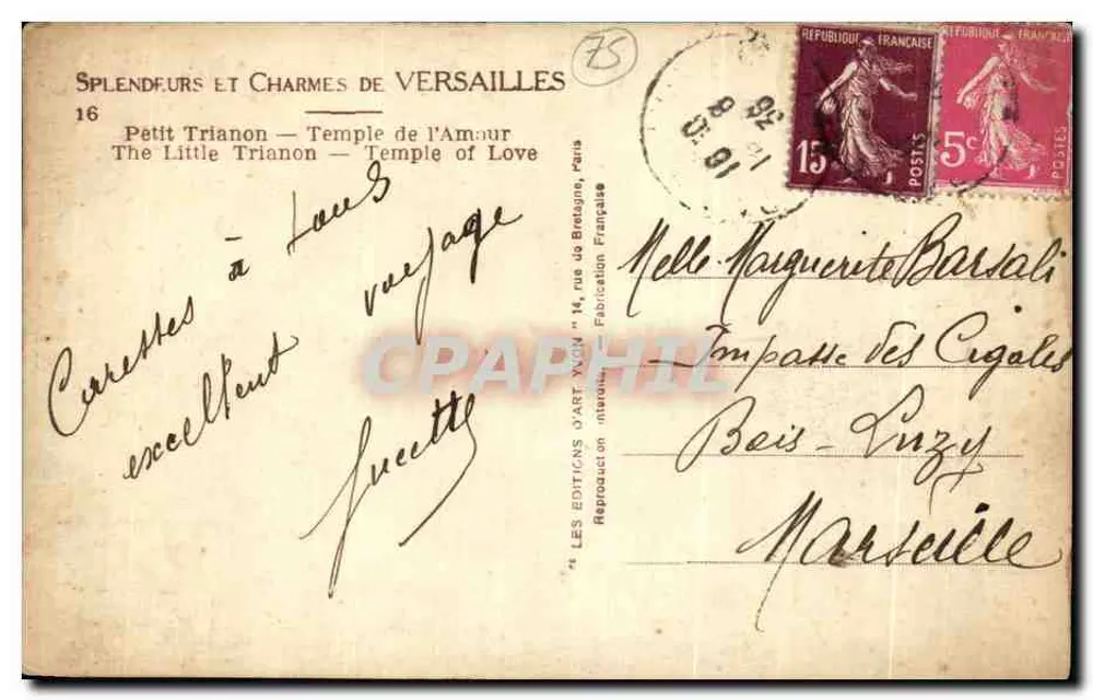 Pequeno Trianon — Templo do Amor — Les Éditions D'Art Yvon, Paris - Verso