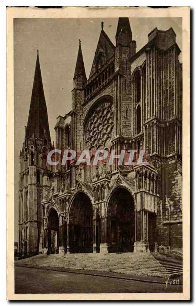 Chartres (Eure-et-Loir) — Der Südportal und die Alte Turm — Éditions d'Art Yvon - Vorderseite