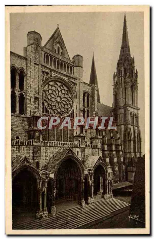 Chartres (Eure-et-Loir) — O Portal Norte e a Flecha — Les Éditions d'Art Tyon, Paris - Frente