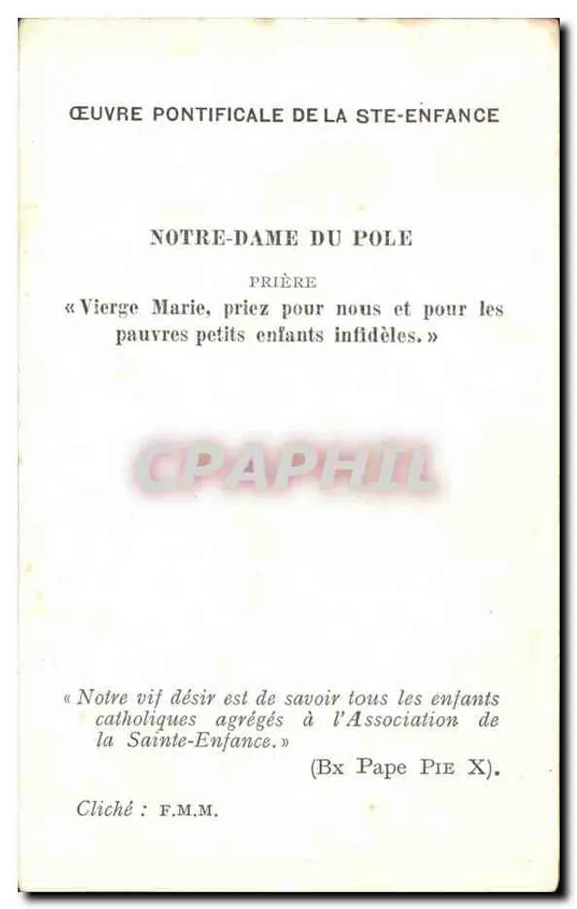Notre-Dame des Pôles — Jungfrau Maria mit dem Kind Jesus — Verlag: F.M.M. - Rückseite
