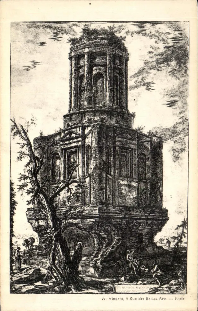 Ruínas de um templo antigo — A. Vincent, 4 Rue des Beaux-Arts — Paris - Frente