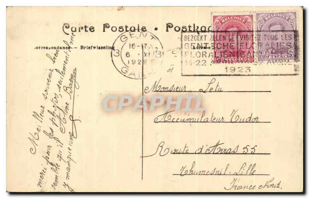 Gand - Palácio das Festas — editor Hermès, n° 85 - Verso
