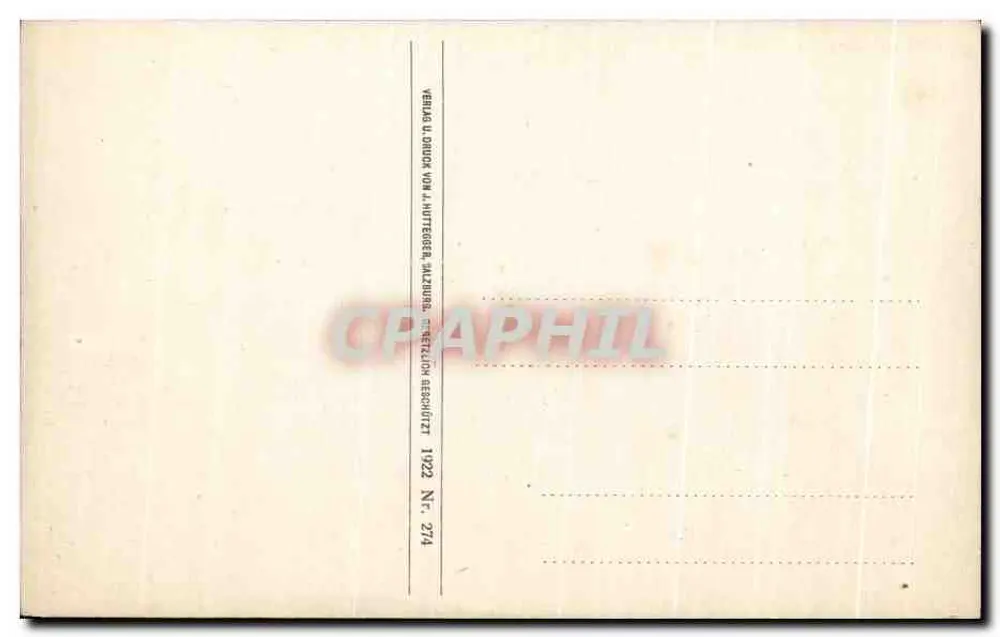 Hohensalzburg — castelo sobre colina — editor Hottogger, Salzburgo, n° 274 - Verso