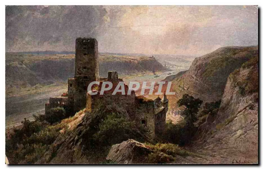 Burg Gutenfels — castelo em falésia acima do rio Reno — editor HBI, n° 118 - Frente