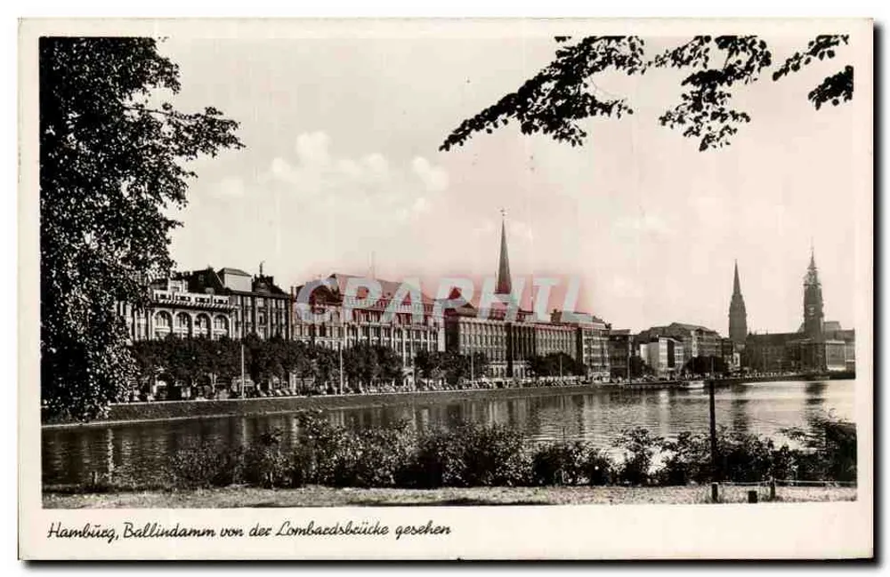 Hamburg, Ballindamm von der Lombardsbeücke gesehen — Verlag unbekannt, Seriennummer nicht sichtbar - Vorderseite