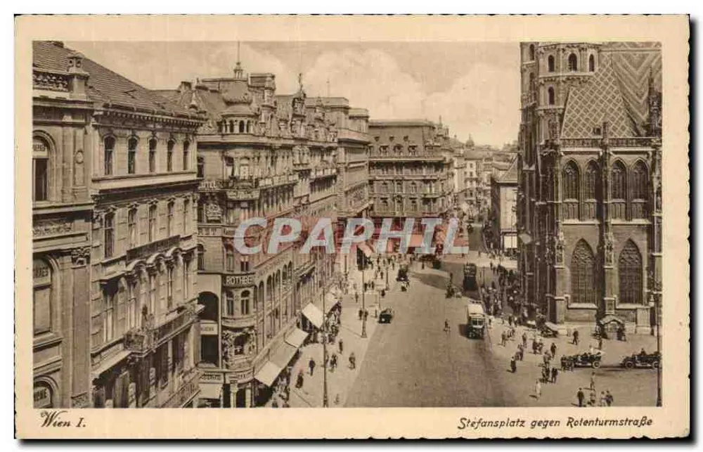 Viena I. — Stefansplatz contra a Rolenturmstraße — P. Ledermann, Viena - Frente
