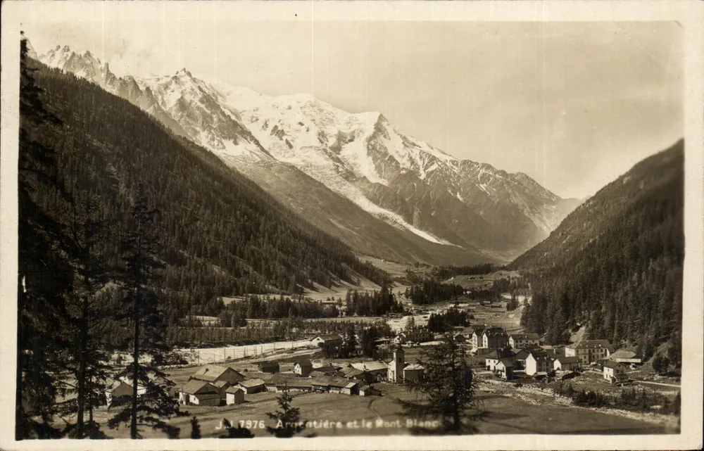 Argentière e o Monte Branco — J.J. 1976 — Jullien frères, fot. Editores, Genebra - Frente