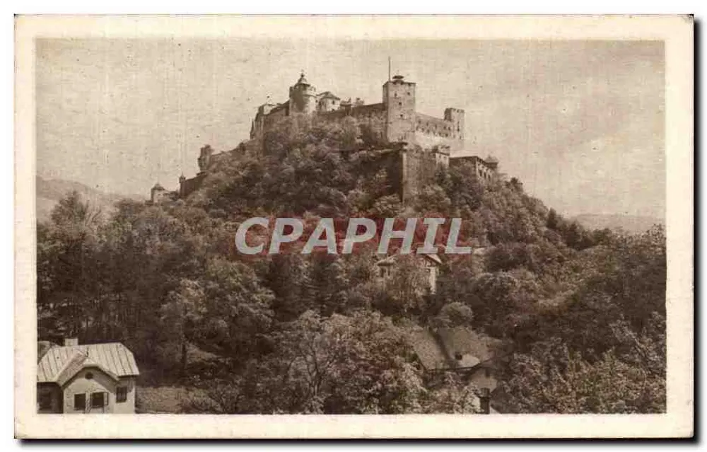 Forte de Hohen-Salzburg — vista panorâmica — Fot. u. Verlag Heinr. G. Salzburg, Nr. 16 - Frente