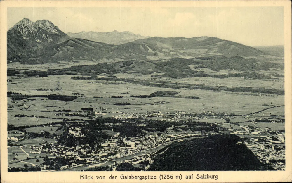 Ansicht von Salzburg von der Gaisbergspitze (1286 m) — Verlag: Verlag E. Embacher, Salzburg - Vorderseite