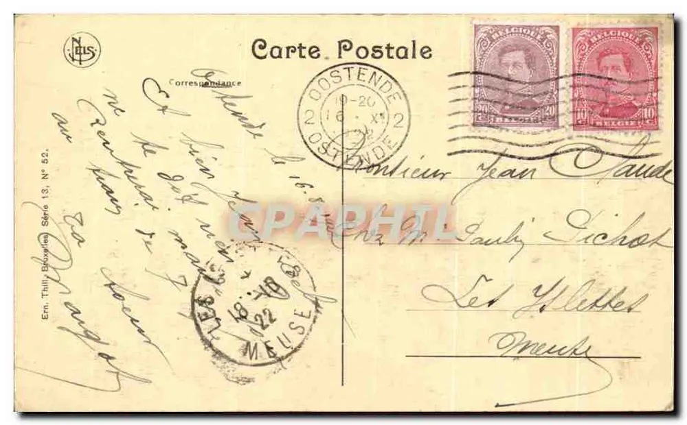 Ostende — L'Heure des Bains. Bath Time. — Editor Neils, Série 13, N° 52 - Verso