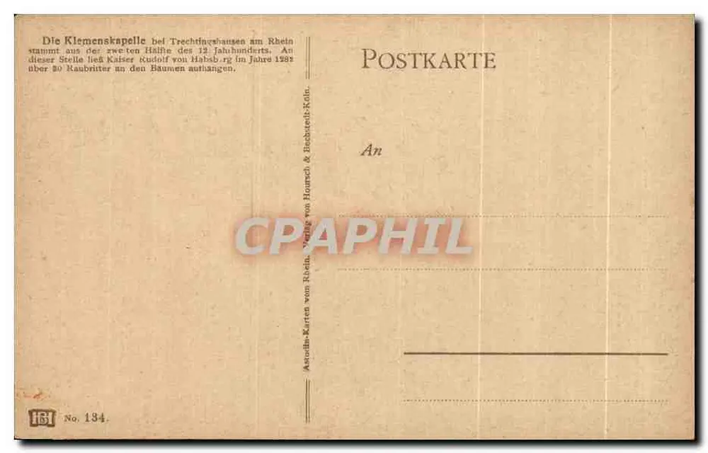 Klemenskapelle bei Trechtigshausen am Rhein — Verlag HBI, Nr. 134 - Rückseite