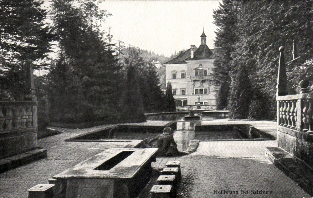 Hellbrunn bei Salzburg — jardim e edifício — editor não visível - Frente