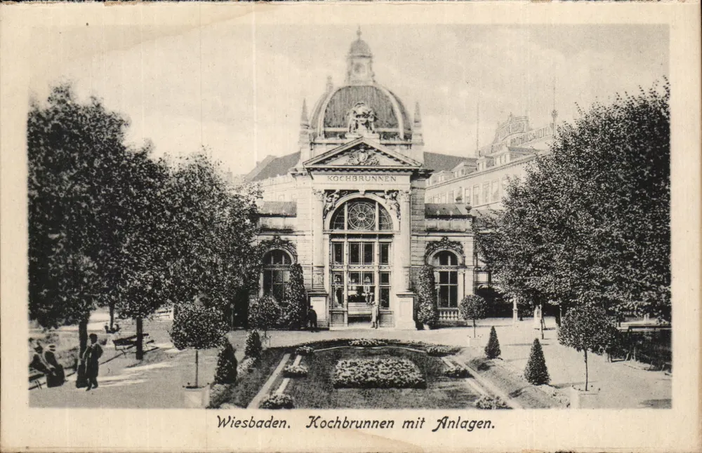 Wiesbaden. Kochbrunnen mit Anlagen — Verlag: Krautkertage Ausstellungsarchiv Nord Wiesbaden, Nr. 4 - Vorderseite