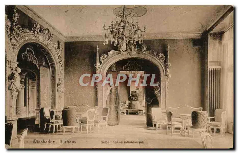 Wiesbaden, Kurhaus — Gelber Konversations-Saal — Verlag Arthur von Arnhur, Wiesbaden - Vorderseite