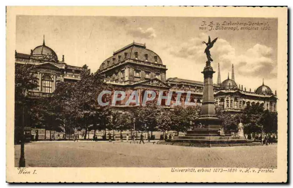 Universität Wien — Denkmal für J.A. v. Liebenberg — Verlag P. Feldmann, Wien I. - Vorderseite