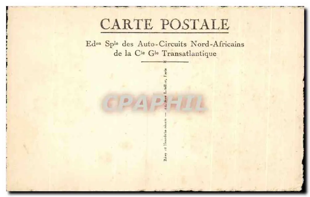Fès — Tor der Moschee Bab-Guissa — Sonderausgabe der Nordafrikanischen Auto-Circuits der Cie Générale Transatlantique - Rückseite