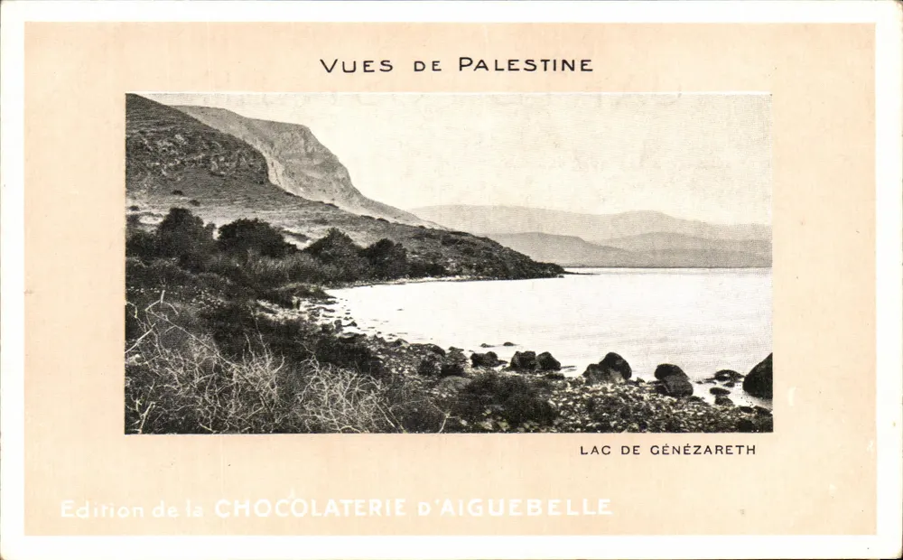 Zee van Genezareth — Uitzichten op Palestina — Uitgave van de Chocoladefabriek Aiguebelle - Voorkant