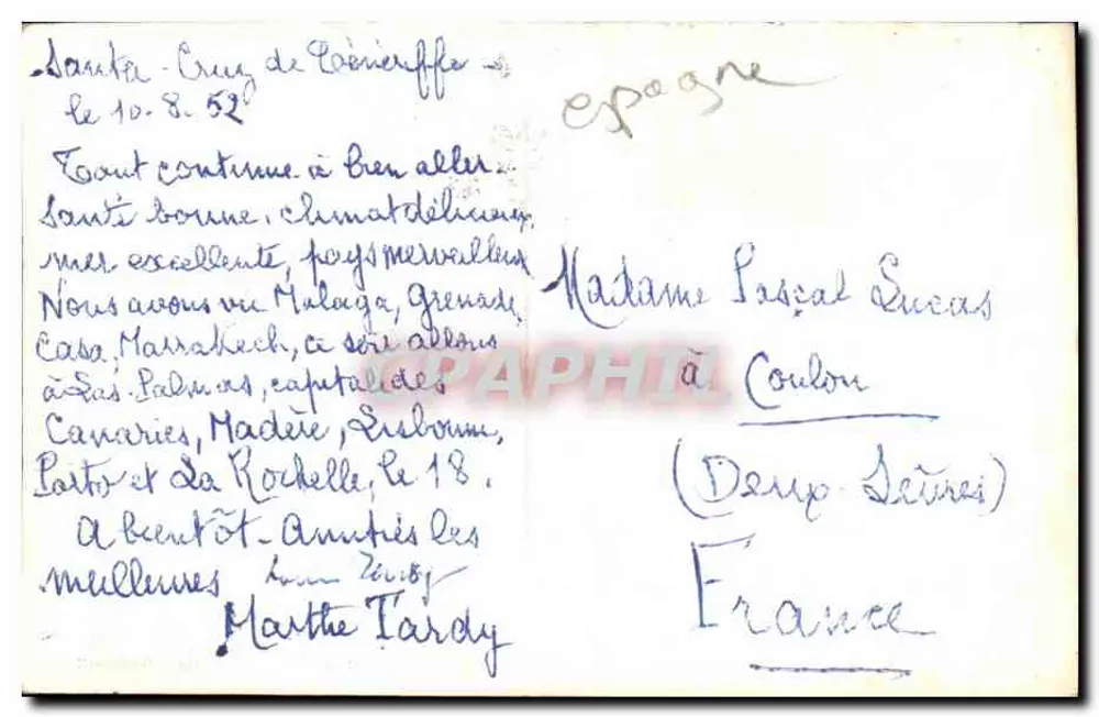 Santa Cruz de Tenerife — Denkmal für die Gefallenen — Verlag Arribas, n° 09 - Rückseite