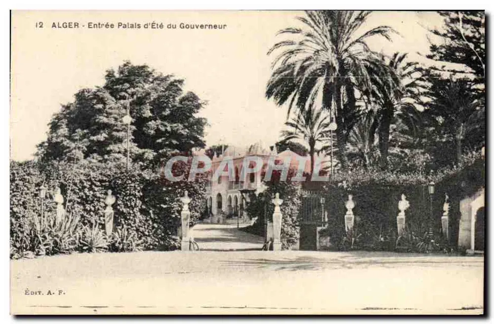 Alger — Entrée du Palais d'Été du Gouverneur — Édit. A. F. - Vorderseite