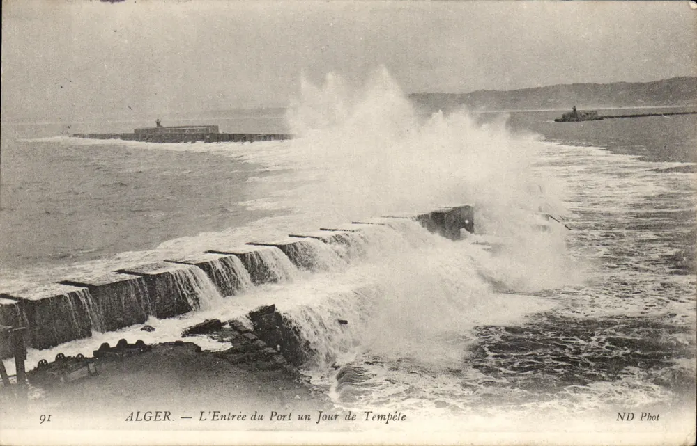 ALGER — Ansicht des Hafeneingangs an einem Sturmtag — ND Phot, n°91 - Vorderseite