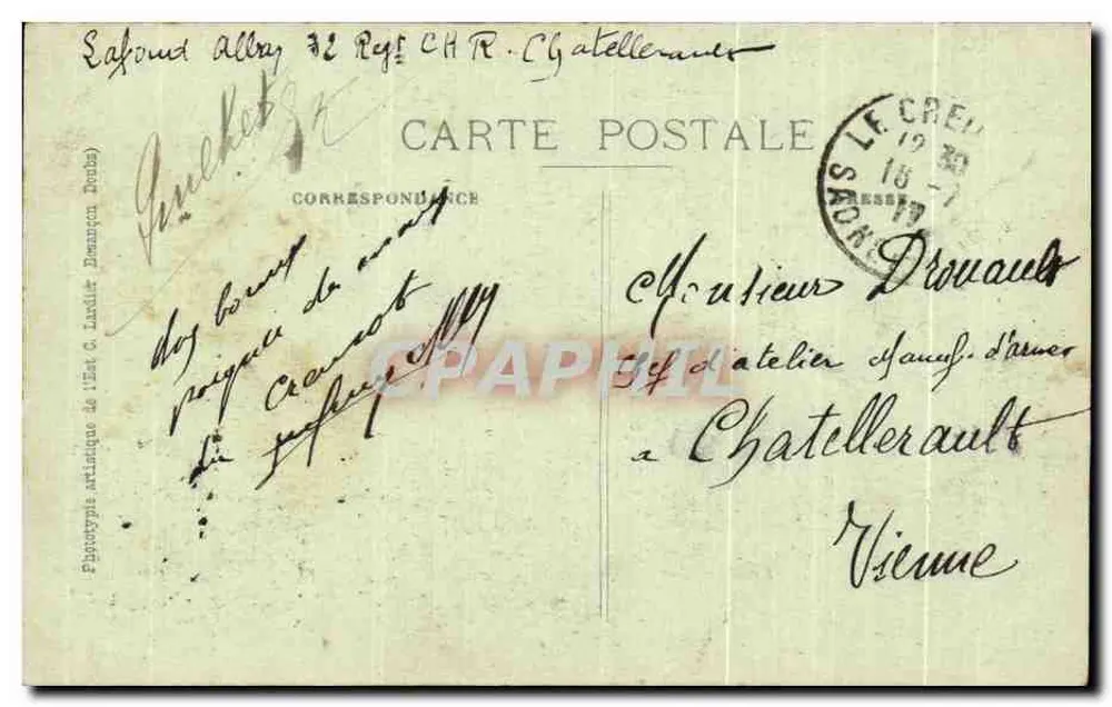 LE CREUSOT — Schneider-Werke — 100-Tonnen-Schwerhammer — A. Duret Drucker-Verleger - Rückseite