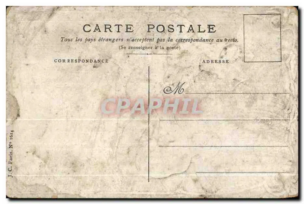 Printemps d'Amour — scène de canotage sous les saules — Éditeur J.C. Paris, n° 1614 - Rückseite