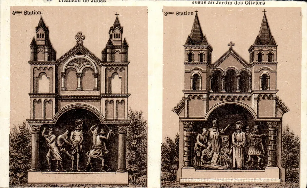 Station de la Passion — 4ème Station : Tramison de Judas — 3ème Station : Jésus au Jardin des Oliviers — éditeur non visible - Vorderseite