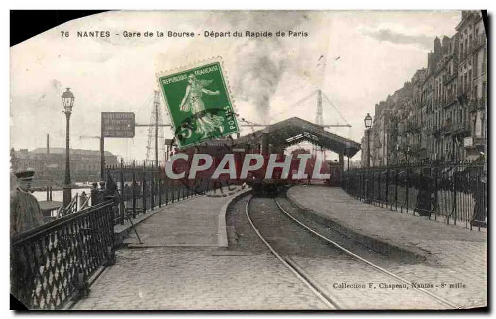 NANTES - Bahnhof der Bourse - Abfahrt des Schnellzugs nach Paris — Sammlung F. Chapeau, Nantes - 8. Tausend - Vorderseite