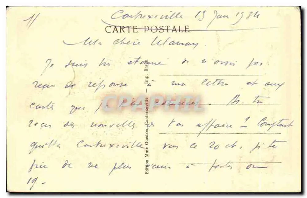 Contrexéville — A capela russa — Edição Madame Guedon - Verso