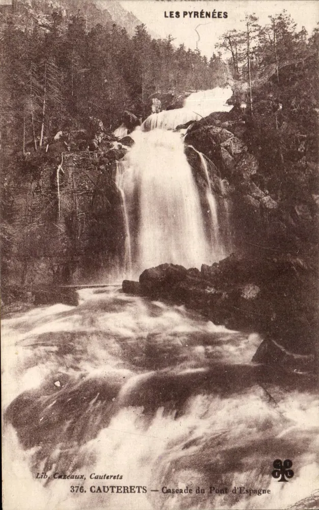Cauterets — Cachoeira do Ponte d'Espagne — Lib. Cazeaux, n° 376 - Frente