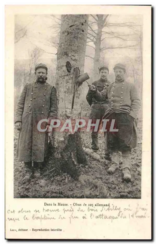 In der Meuse — deutscher 105-Zollstock in einem Baum — Verlag Lucr - Vorderseite
