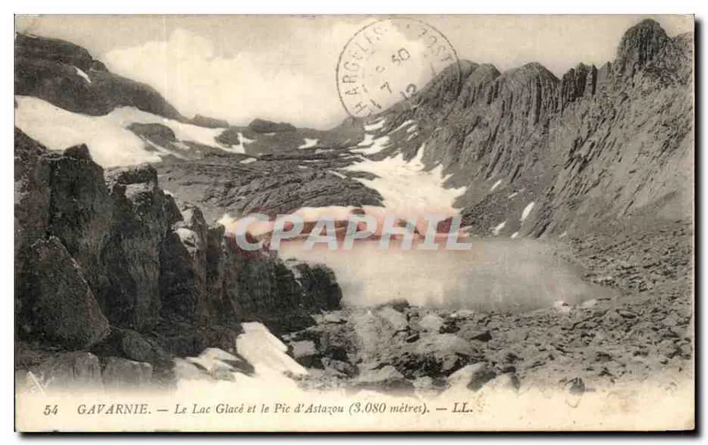 Gavarnie — Der Gletschersee und der Pic d'Astazou (3.080 Meter) — LL. - Vorderseite