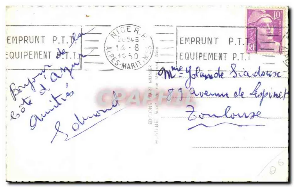 Nice - Os Hotéis da Promenade — Munier, n°342 - Verso
