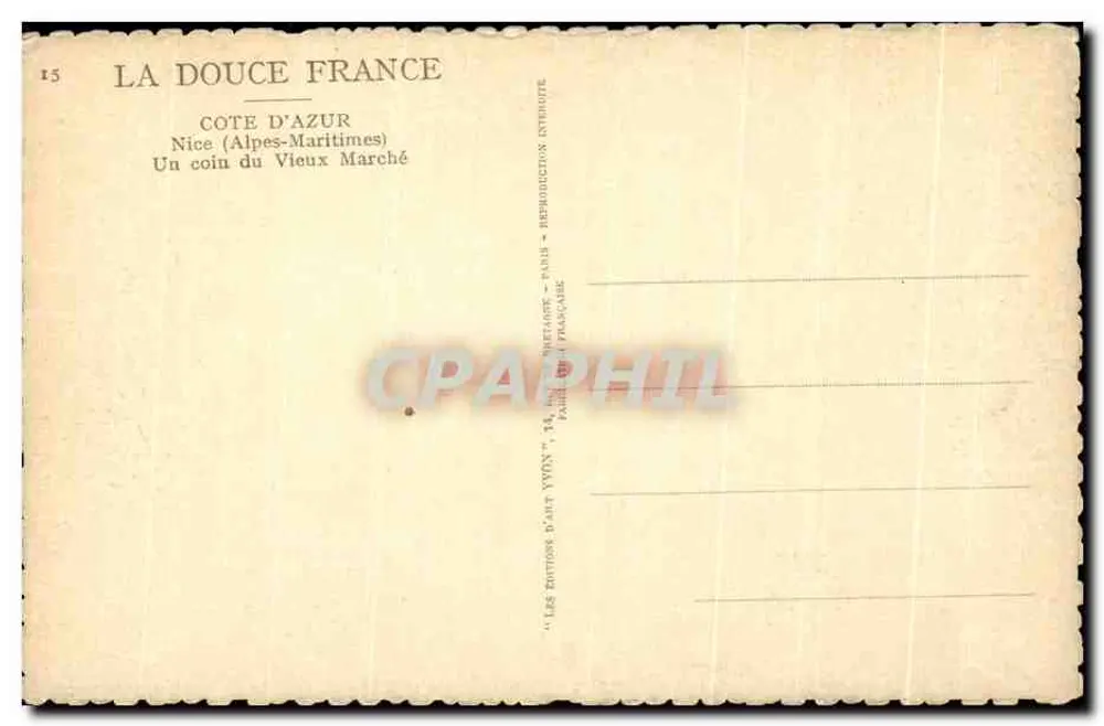 Nice (Alpes-Maritimes) — Ein Eckchen des Alten Marktes — Les Éditions d'Art Yvyn, Paris - Rückseite