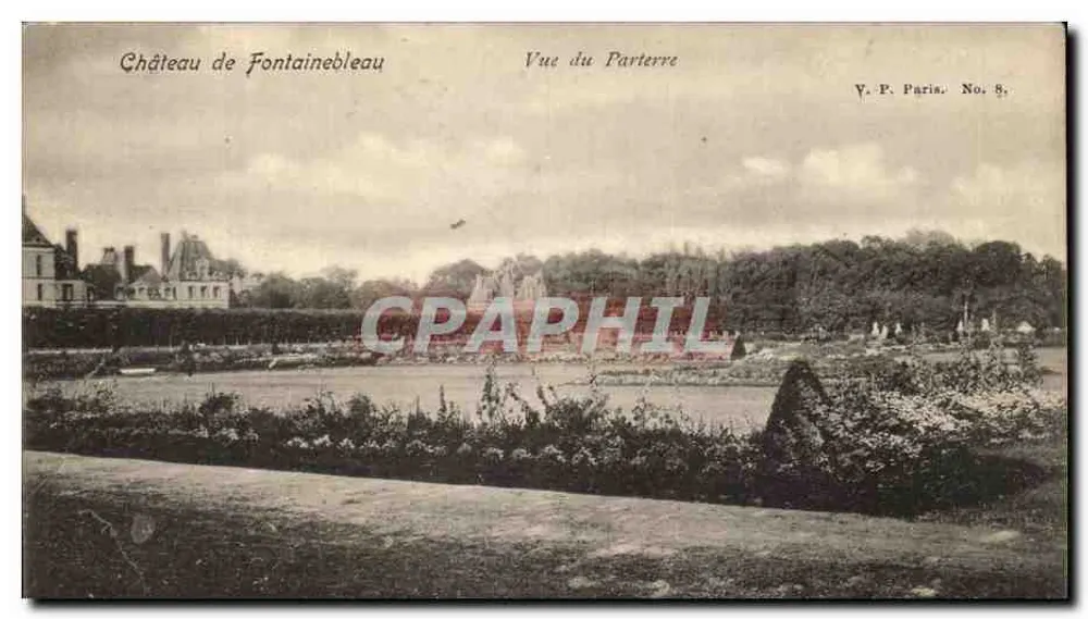 Schloss Fontainebleau — Ansicht vom Parterre — V.P. Paris, Nr. 8 - Vorderseite