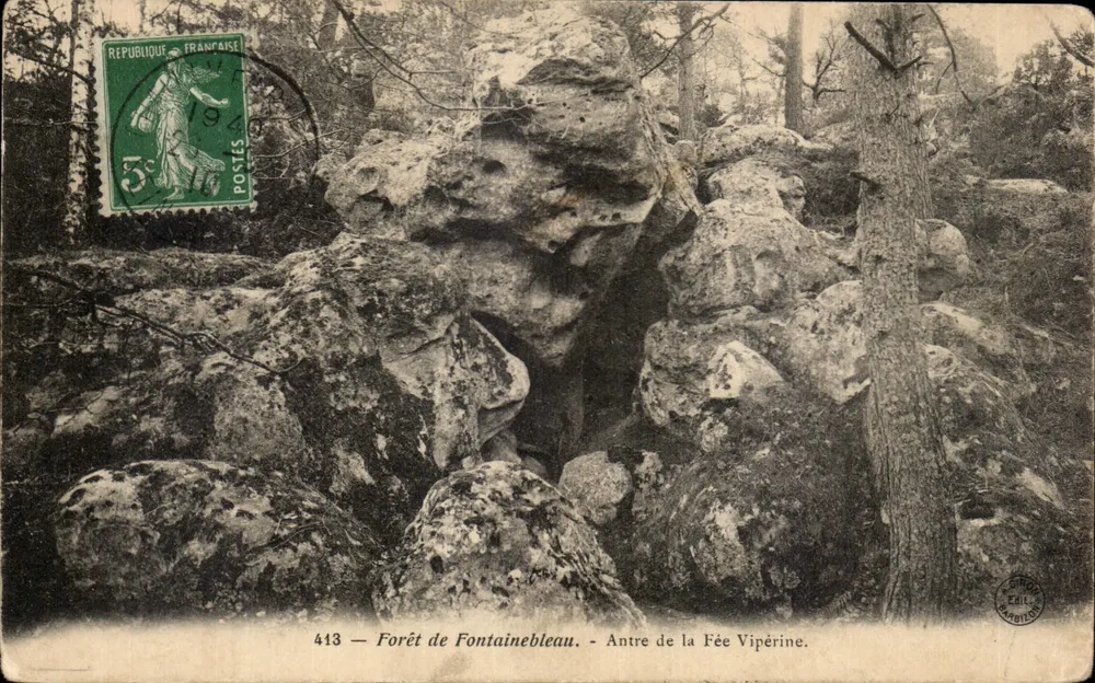 Wald von Fontainebleau — Höhle der Fee Vipérine — Verleger Lecomte, Nr. 413 - Vorderseite