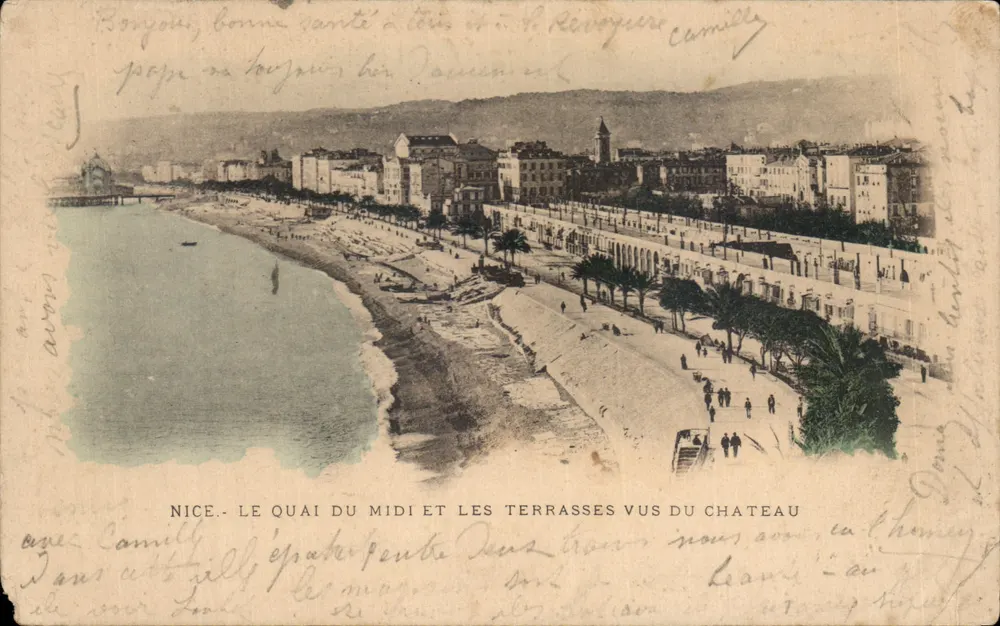 Nizza — Der Quai du Midi und die Terrassen vom Schloss aus gesehen — Verlag: Drucker nicht sichtbar - Vorderseite