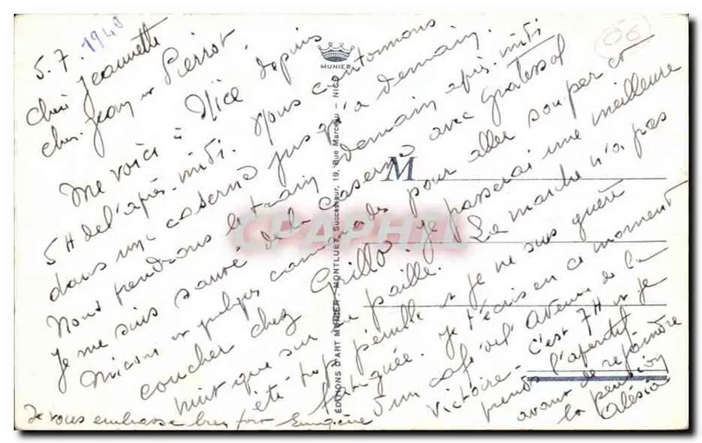 Nice — Die Ponchettes, das Schloss und der Mont-Boron — Munier, Nr. 5 - Rückseite