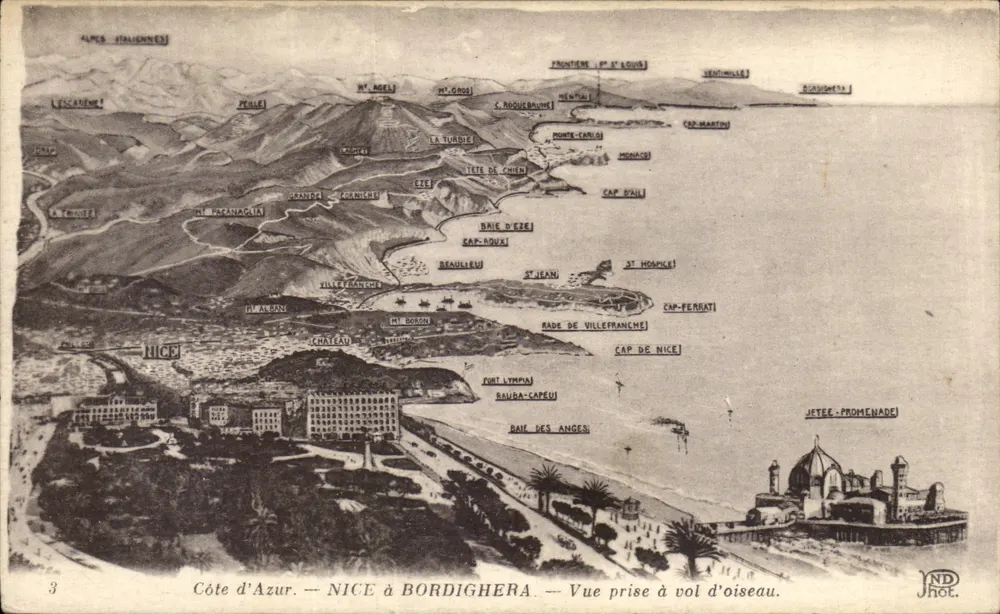 Côte d'Azur — NICE nach BORDIGHERA — Vogelperspektive — Jhot - Vorderseite