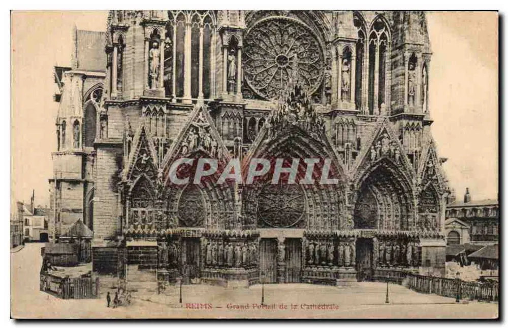 Reims — Großer Portal der Kathedrale — Verleger unbekannt, Seriennummer nicht sichtbar - Vorderseite