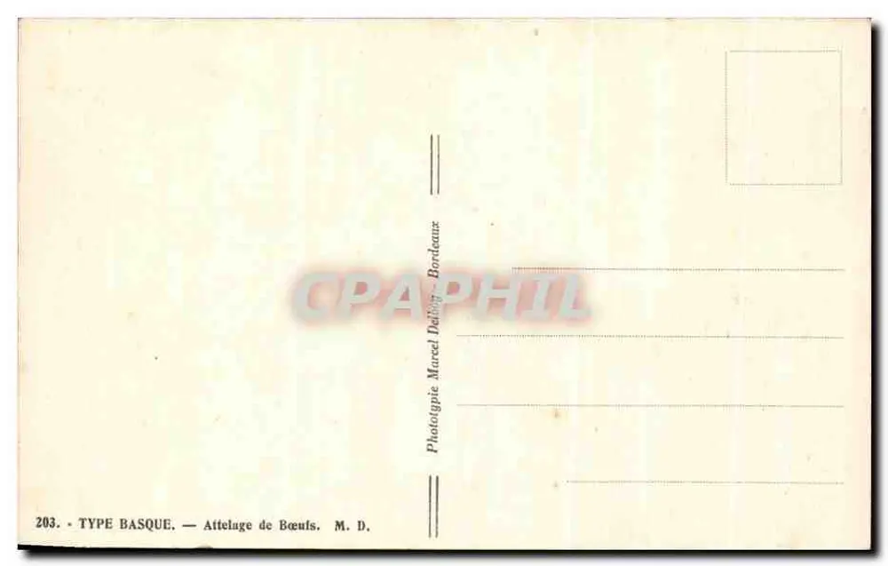 Attelage de Bœufs — Type Basque — Phototypie Mared Delibig, Bordeaux - Verso