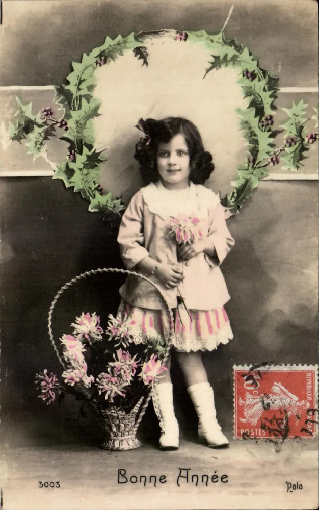 Mädchen mit Efeukrone — Frohe Weihnachten — Polo, n°3003 - Vorderseite