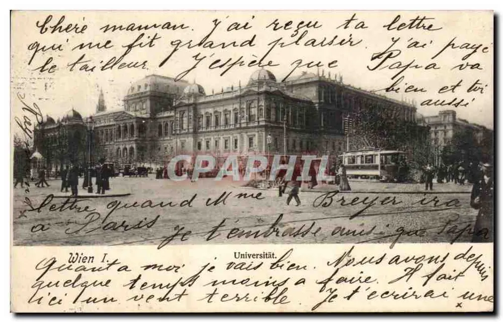 Viena — Universidade — Postkarte No. 9, editor Weltpostverein - Frente