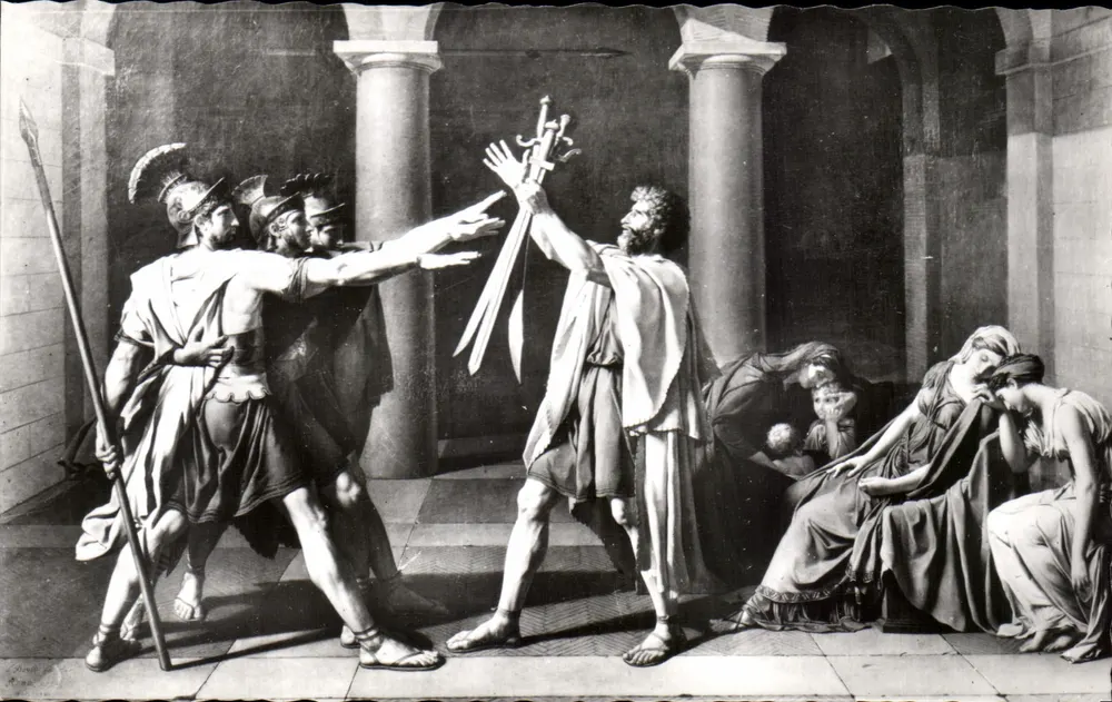 O Juramento dos Horacios — Museu do Louvre — Edição Photo au Louvre, Giraudon Phot. - Frente