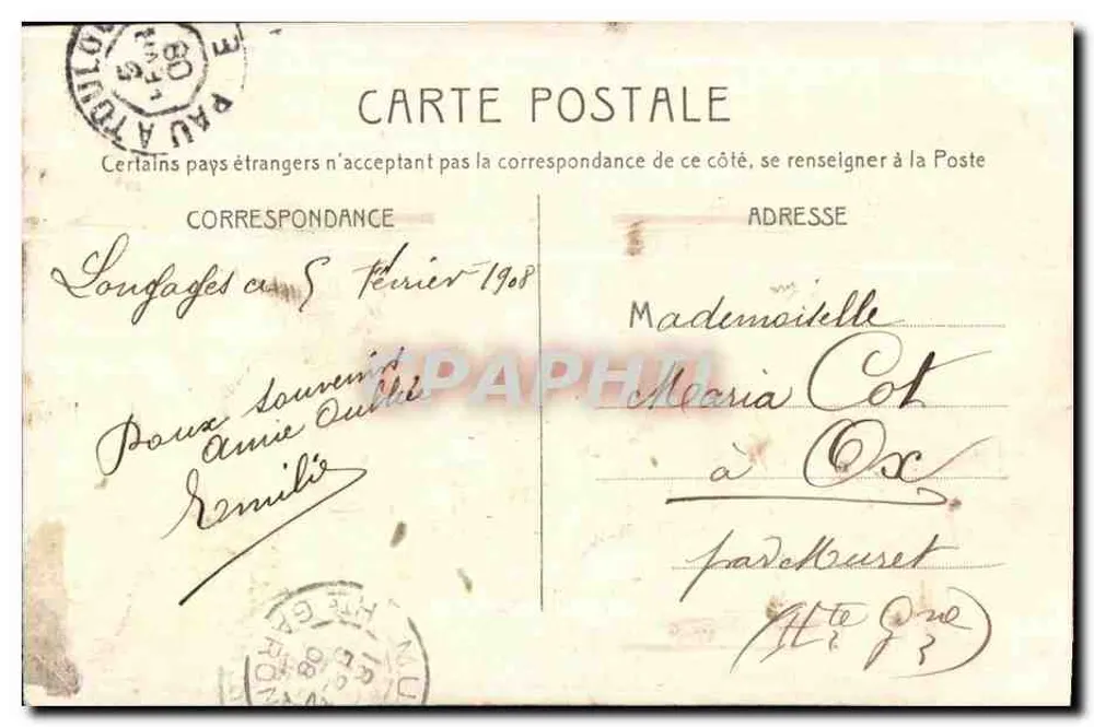 Frau in Seidenkleid mit Blumenbouquet — GAGÉ D'AFFECTION — Verlag nicht sichtbar - Rückseite