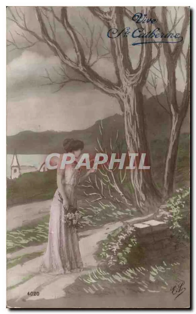Frau in langer Robe unter einem großen Baum — Sainte Catherine — Verlag R.L. n° 4020 - Vorderseite