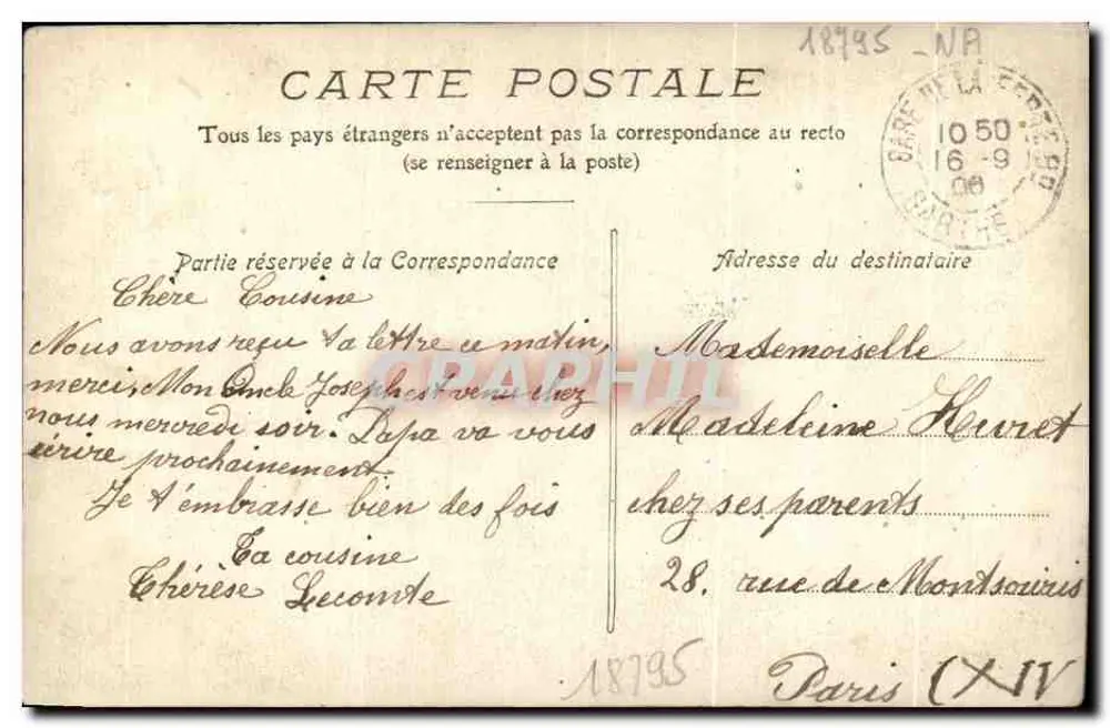 L'Etang — cena de lavanderia perto de uma roda d'água — editor anônimo, número de série não visível - Verso